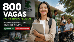 Instituto Federal convoca interessados para 800 vagas em especialização EAD gratuita em educação inclusiva com seleção por sorteio