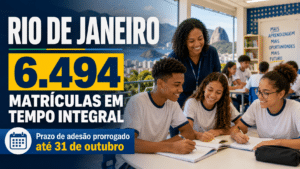 Ministério da Educação libera 6.494 matrículas em tempo integral no Rio de Janeiro e prorroga prazo de adesão até 31 de outubro para oportunidades na educação básica