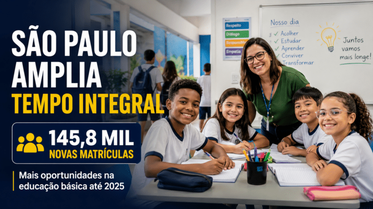 São Paulo garante 145,8 mil novas matrículas em tempo integral e abre oportunidades para estudantes na educação básica até 2025