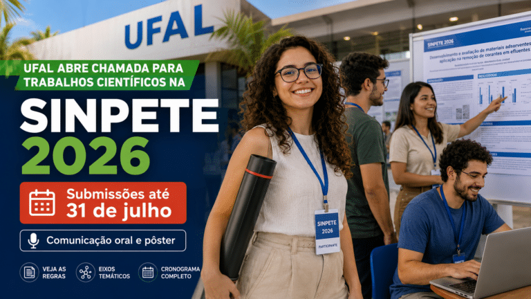 UFAL abre chamada para trabalhos científicos na SINPETE 2026 com submissões de comunicação oral e pôster até 31 de julho; veja regras, eixos e cronograma
