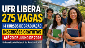 Universidade Federal de Rondonópolis libera 275 vagas remanescentes em 14 cursos de graduação com inscrições gratuitas até 20 de julho de 2026
