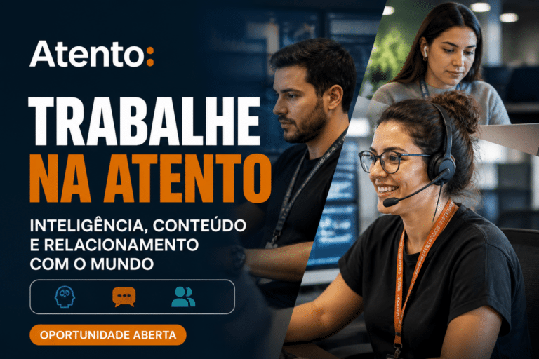 Imagem editorial sobre Atento Digital abre 3 vagas efetivas em inteligência de mercado, moderação de conteúdo e relacionamento bilíngue em São Paulo, com