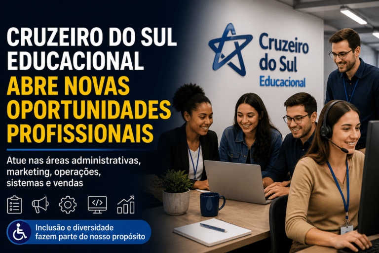Imagem editorial sobre Cruzeiro do Sul Educacional reúne 15 vagas efetivas em São Paulo, Guarulhos e canal PcD para áreas administrativas, marketing,