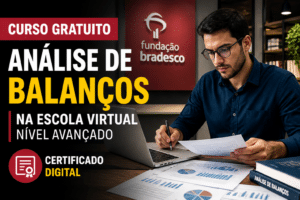 Imagem editorial sobre Fundação Bradesco abre curso gratuito de Análise de Balanços na Escola Virtual, com 10 horas de conteúdo, nível avançado,