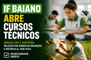 Imagem editorial sobre IF Baiano abre 120 vagas em cursos técnicos subsequentes presenciais em Guanambi; seleção é por ordem de inscrição e matrícula, sem