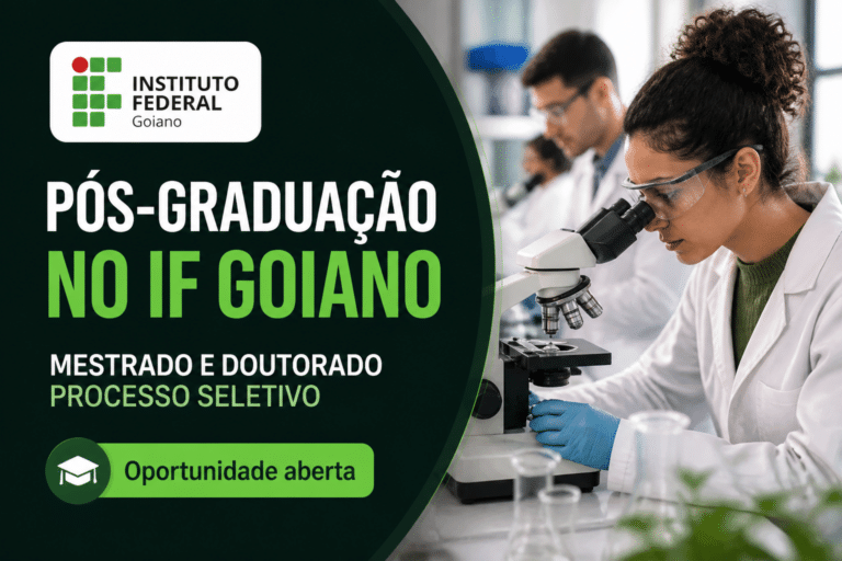 Imagem editorial sobre IF Goiano abre processo seletivo para 2026/2 em programas de pós-graduação stricto sensu com vagas em mestrado e doutorado,