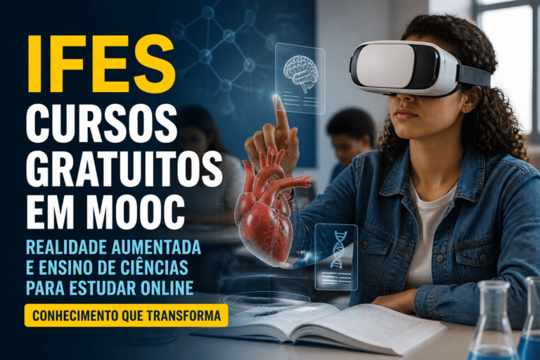 Imagem editorial sobre IFES abre ambiente de cursos gratuitos em MOOC com acesso ao conteúdo de Realidade Aumentada e Ensino de Ciências para quem quer