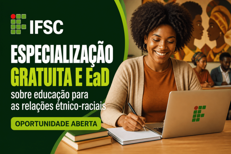 Imagem editorial sobre IFSC abre 40 vagas em especialização gratuita e EaD sobre educação para as relações étnico-raciais com ingresso no segundo semestre