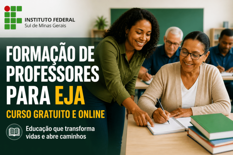 Imagem editorial sobre IFSULDEMINAS abre 2 mil vagas em curso gratuito de formação de professores para alfabetização na EJA, com matrícula online por