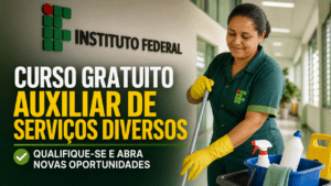Instituto Federal libera vagas em curso gratuito de Auxiliar de Serviços Diversos com bolsa de até R$ 1.158 para quem busca qualificação profissional e novas oportunidades de emprego