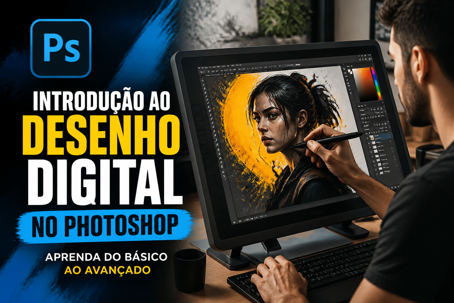 Imagem editorial sobre Introdução ao Desenho Digital no Photoshop em Senai Play