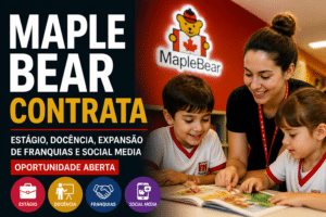Imagem editorial sobre Maple Bear abre 7 vagas em Vila Velha, Florianópolis e Ribeirão Preto para estágio, docência, expansão de franquias e social media