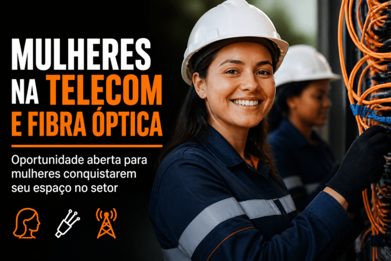Imagem editorial sobre Mulheresdefibra abre 10 oportunidades para mulheres em telecom e fibra óptica em São Paulo, Belo Horizonte, Porto Alegre e Vitória,