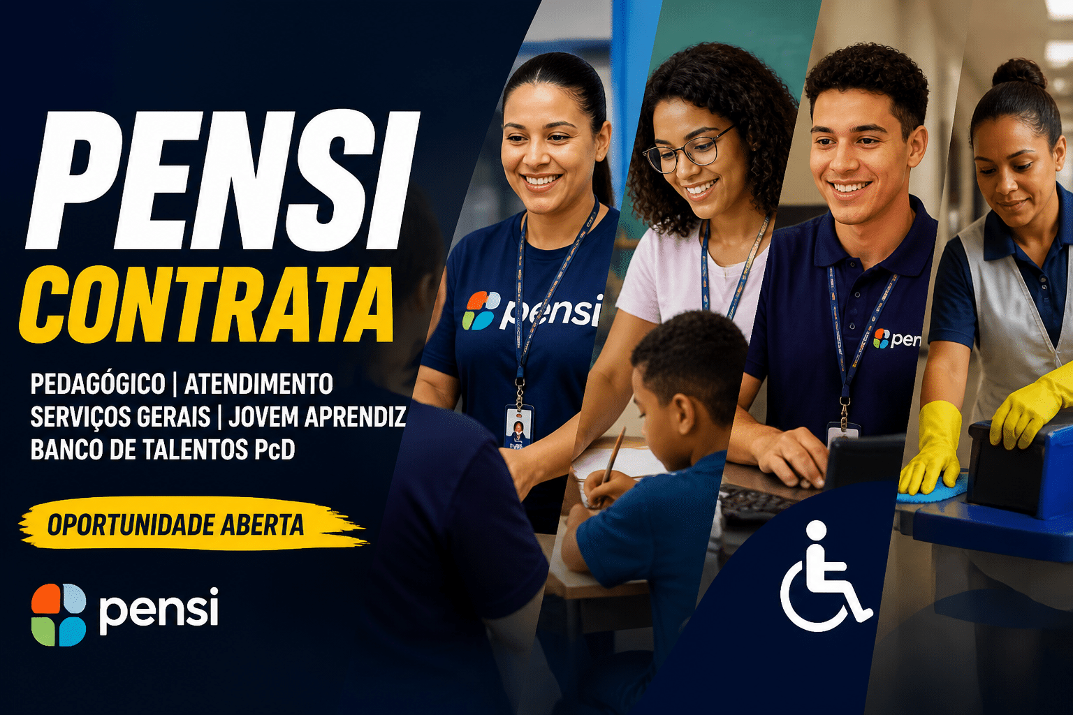 Imagem editorial sobre Pensi abre 31 vagas no Rio de Janeiro com oportunidades para área pedagógica, atendimento, serviços gerais, jovem aprendiz e banco