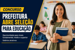 Imagem editorial sobre Prefeitura de Cristalina abre concurso para a Educação com vagas imediatas e cadastro reserva em cargos de níveis fundamental,