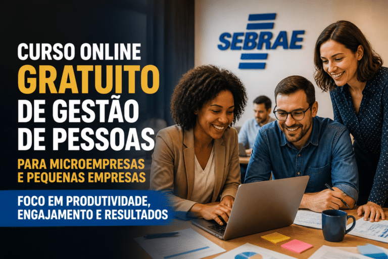 Imagem editorial sobre Sebrae abre curso online gratuito de gestão de pessoas para microempresas e empresas de pequeno porte, com 8 horas de duração e