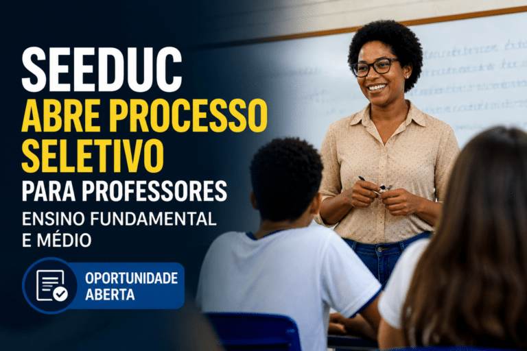 Imagem editorial sobre SEEDUC RJ abre processo seletivo com até 1.750 contratações temporárias para professores do Ensino Fundamental e Médio em 2026 e