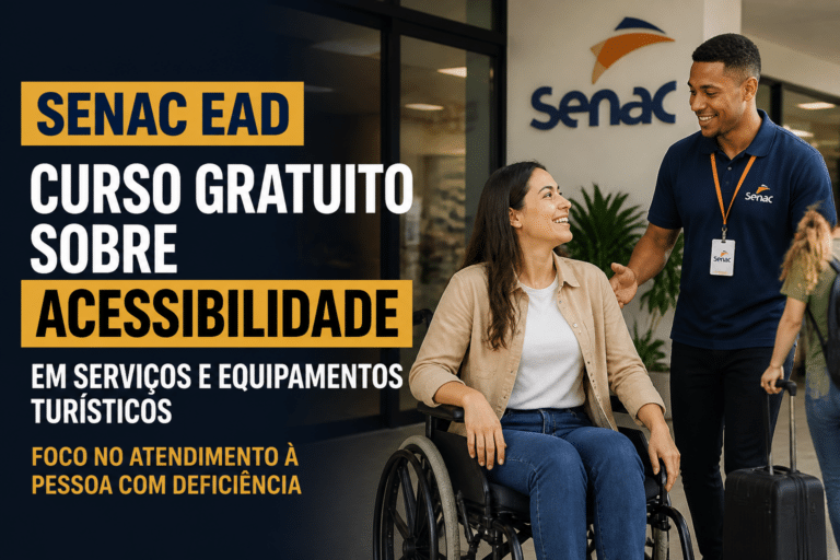 Imagem editorial sobre Senac EAD abre curso gratuito de 40 horas em Acessibilidade em Serviços e Equipamentos Turísticos com foco no atendimento à pessoa
