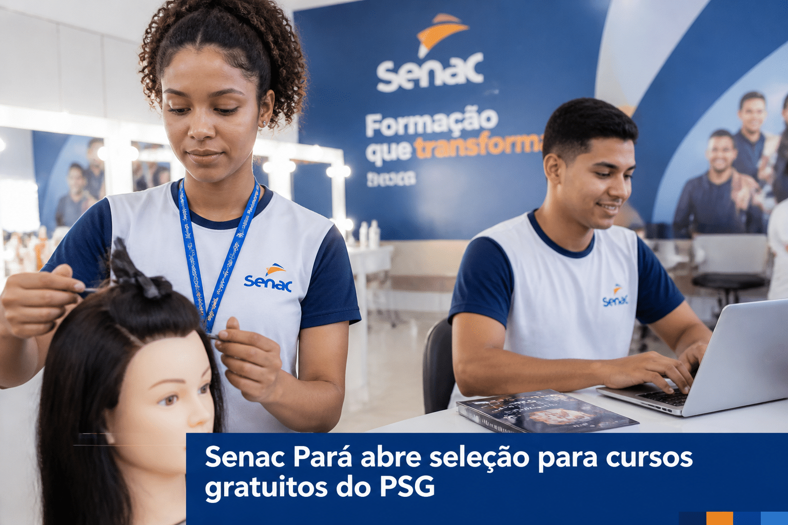 Imagem editorial sobre Senac Pará abre seleção 020/2026 do PSG com 45 vagas gratuitas em cursos presenciais no Núcleo de Educação Profissional de Redenção