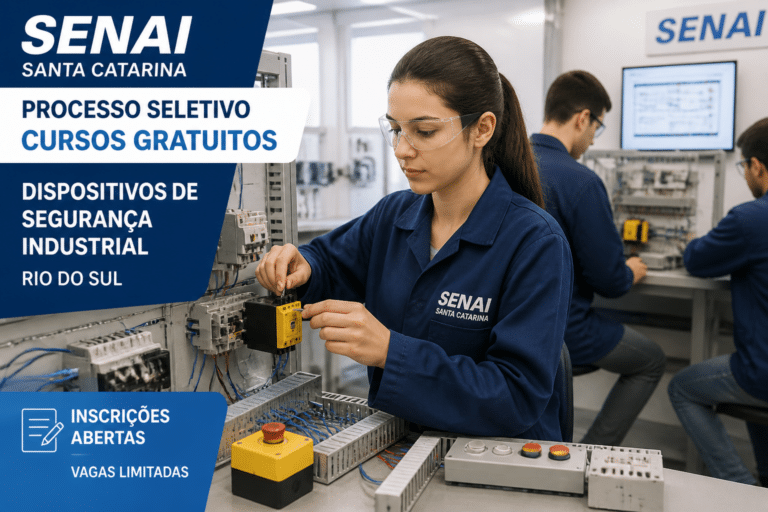 Imagem editorial sobre SENAI SC abre 30 vagas gratuitas em Rio do Sul para curso de Dispositivos de Segurança Aplicados à Manutenção Industrial com