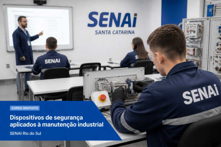 Imagem editorial sobre SENAI SC abre 30 vagas gratuitas em Rio do Sul para curso de Dispositivos de Segurança Aplicados à Manutenção Industrial;