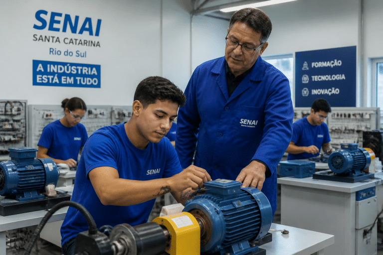 Imagem editorial sobre SENAI SC abre 30 vagas gratuitas em Rio do Sul para curso de Eletromagnetismo Aplicado a Motores Elétricos; inscrições vão de 17 de