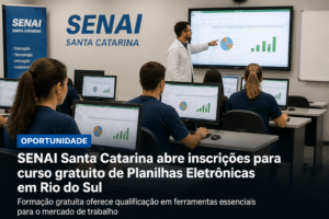 Imagem editorial sobre SENAI SC abre 30 vagas gratuitas em Rio do Sul para o curso de Planilhas Eletrônicas; inscrições vão de 17 de junho a 30 de julho