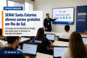 Imagem editorial sobre SENAI SC abre 30 vagas gratuitas em Rio do Sul para o curso Introdução às Ferramentas Google; inscrições começam em 17 de junho e
