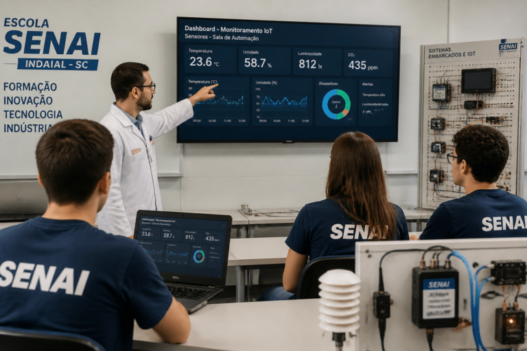 Imagem editorial sobre SENAI SC abre 5 vagas gratuitas em Indaial para curso de IoT com Node-RED; inscrições vão até 17 de julho e seleção é por ordem de