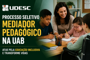 Imagem editorial sobre UDESC abre processo seletivo externo para mediador pedagógico na UAB com bolsa de R$ 1.100 e cadastro reserva em três áreas da