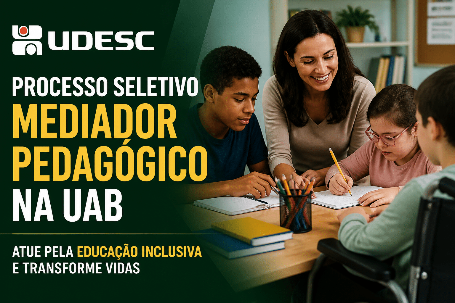 Imagem editorial sobre UDESC abre processo seletivo externo para mediador pedagógico na UAB com bolsa de R$ 1.100 e cadastro reserva em três áreas da