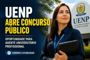 Imagem editorial sobre UENP abre concurso público com 51 vagas para Agente Universitário Profissional, salários de R$ 7,6 mil e inscrições pela Vunesp até