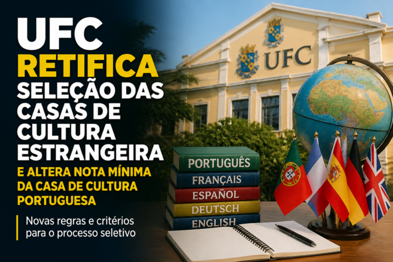 Imagem editorial sobre UFC retifica seleção das Casas de Cultura Estrangeira para o semestre 2026.2 e altera nota mínima da Casa de Cultura Portuguesa em