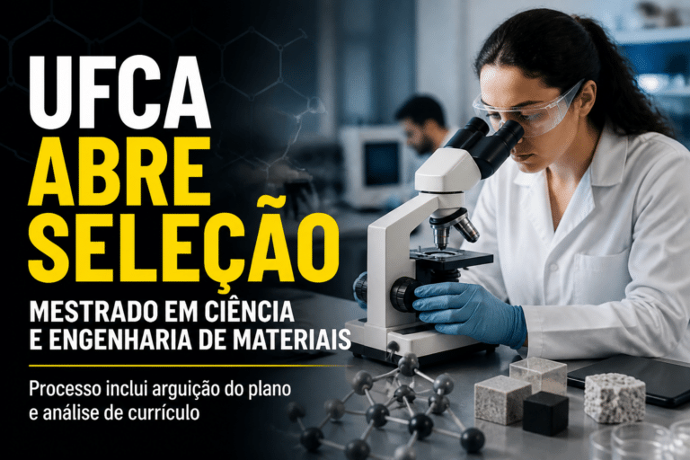 Imagem editorial sobre UFCA abre seleção com 13 vagas para mestrado em Ciência e Engenharia de Materiais; inscrições vão de 22 de junho a 17 de julho e