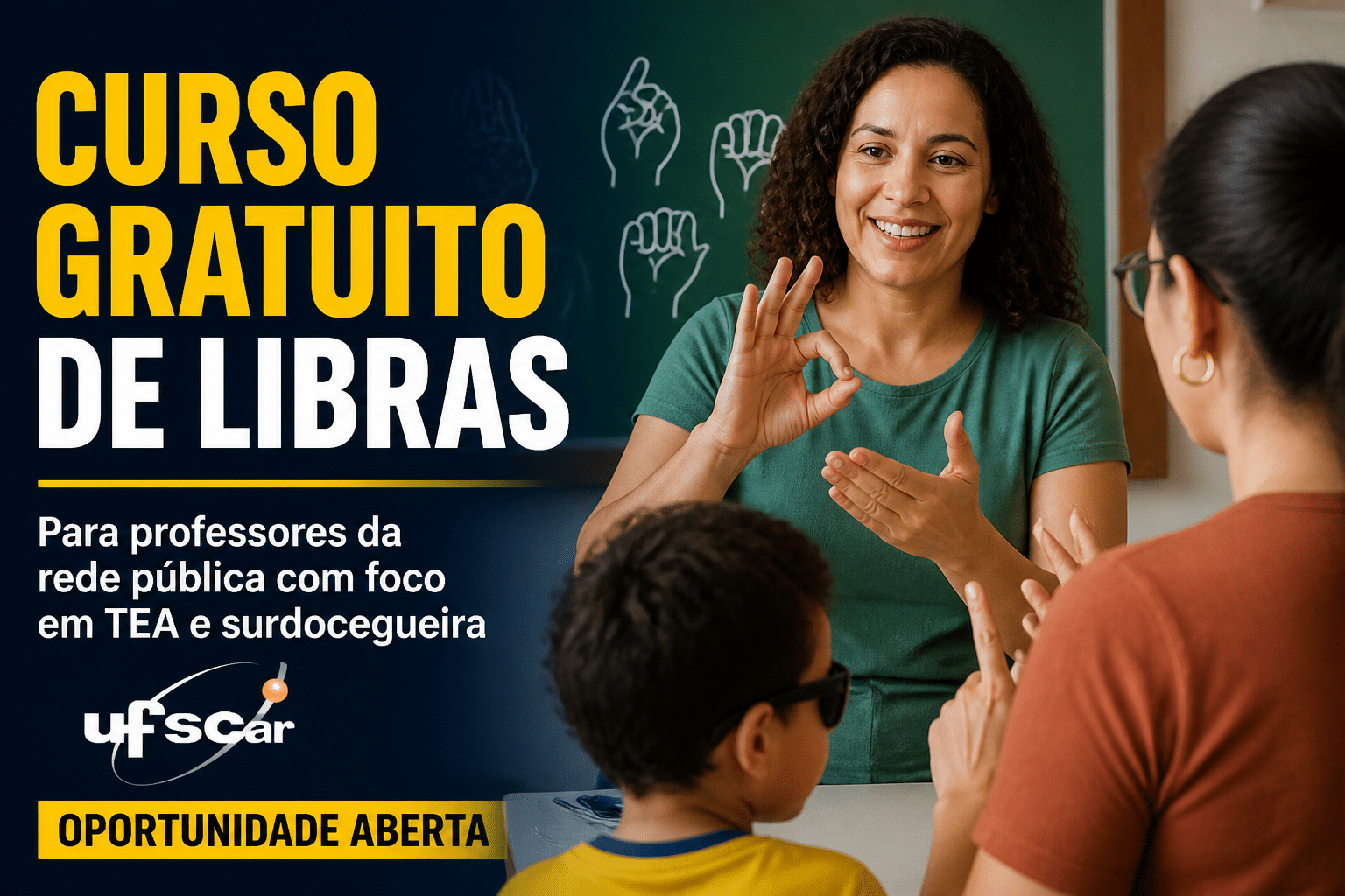 Imagem editorial sobre UFSCar abre 300 vagas em curso gratuito de Libras para professores da rede pública com foco em TEA e surdocegueira; inscrições vão