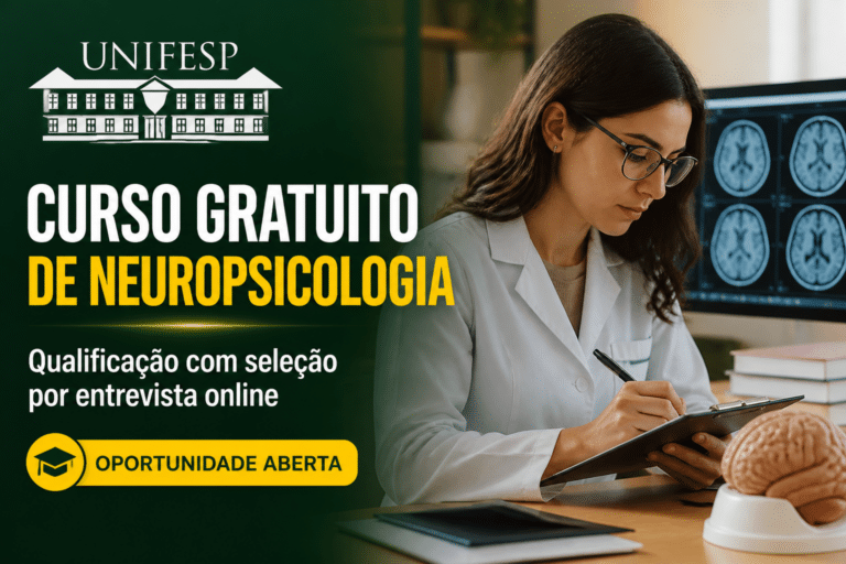 Imagem editorial sobre UNIFESP abre 30 vagas em curso gratuito de qualificação em neuropsicologia com seleção por entrevista online e inscrições até 22 de