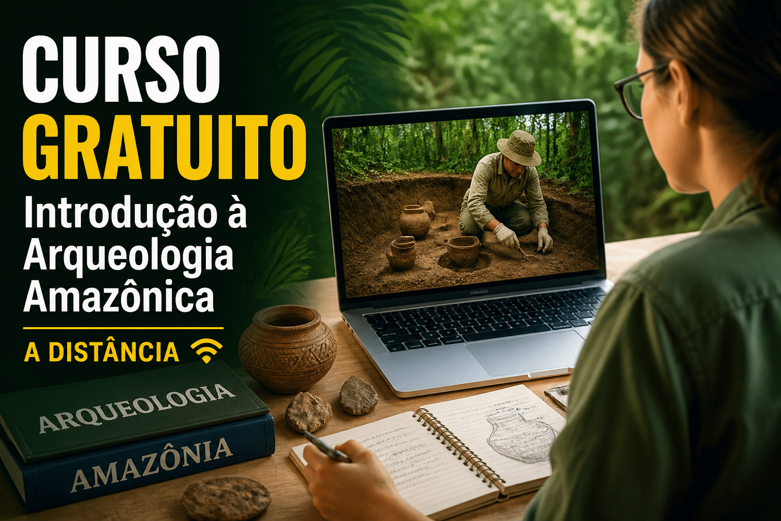 Imagem editorial sobre USP abre 80 vagas gratuitas para o curso a distância Introdução à Arqueologia Amazônica, com inscrições on-line por ordem de