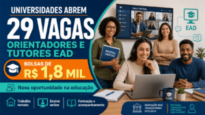 Universidades abrem 29 vagas para orientadores e tutores EAD com bolsas de R$ 1,8 mil para quem busca uma nova oportunidade na educação
