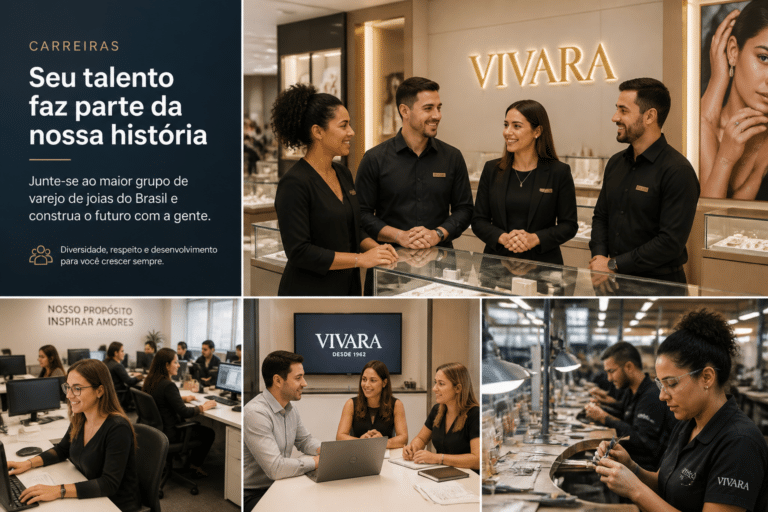 Imagem editorial sobre Vivara reúne 80 oportunidades e banco de talentos em lojas, vendas, administrativo, logística e fábrica em várias cidades do país